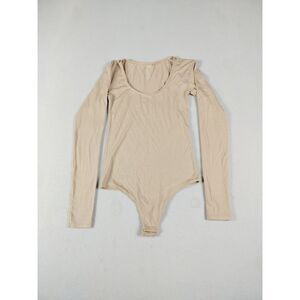 The Kit Thong Bodysuit Woman's‎ 1  Tan Scoop Neck Layering Bamboo Rayon Stretchy